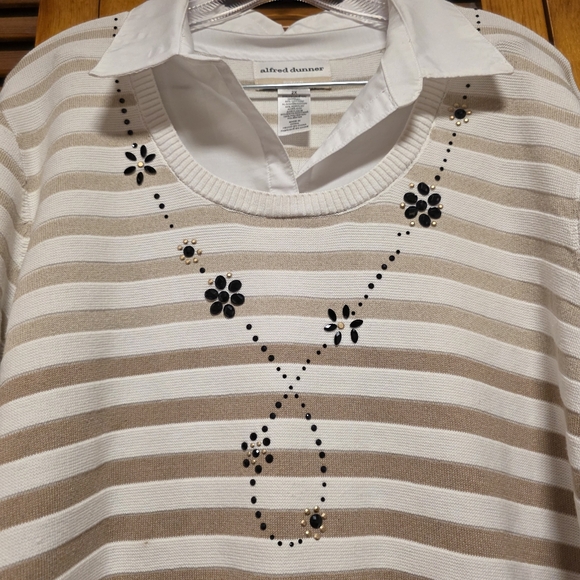 Alfred Dunner Striped Sweater With Faux Shirt Women’s Plus Size 2X - Picture 3 of 14